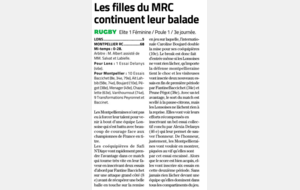 Midi Libre du 30 septembre 2019. Bravo Léa...encore un match titulaire et encore un essai !