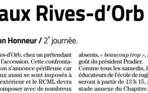 RIVES D'ORB-MENDE avant match